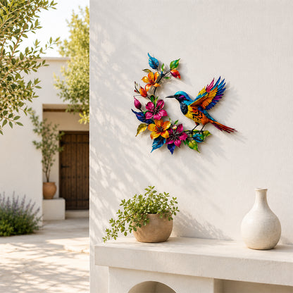 Hummingbird Bloom Metal Wall Art